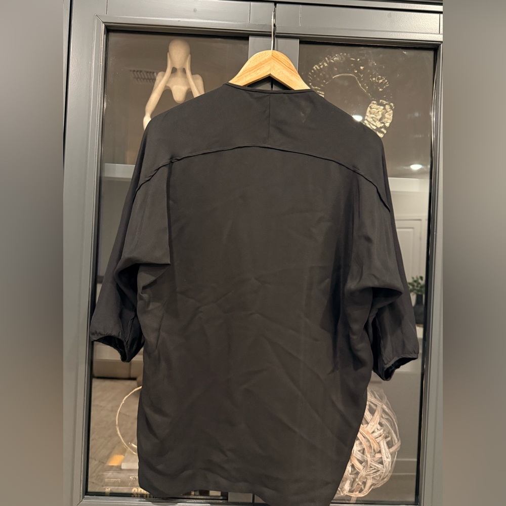 Vince 100% Silk Black Half-Zip Blouse. - Picture 2 of 6